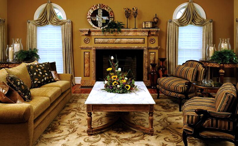Living Room with Fireplace — Beige, Formal