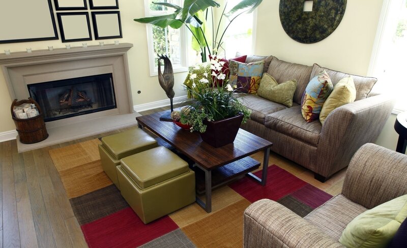 Living Room with Fireplace — Brown, Calm, Afternoon