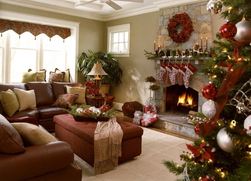 Living Room with Fireplace — Brown, Cozy, Winter