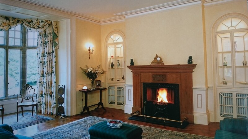 Living Room with Fireplace — Cream