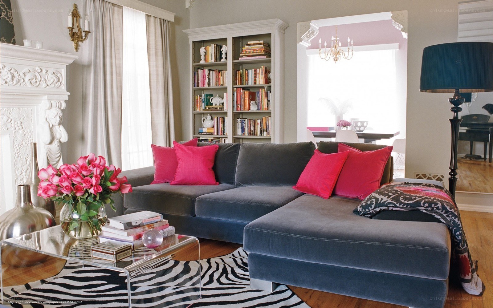 Living room with gray sofa