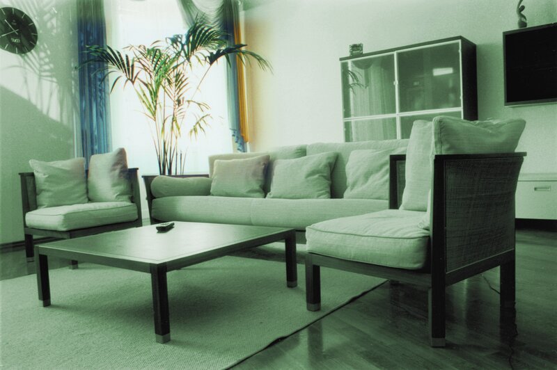 Living room with green furniture
