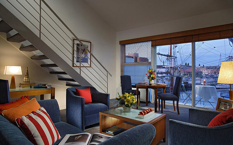 Living Room with Harbor View