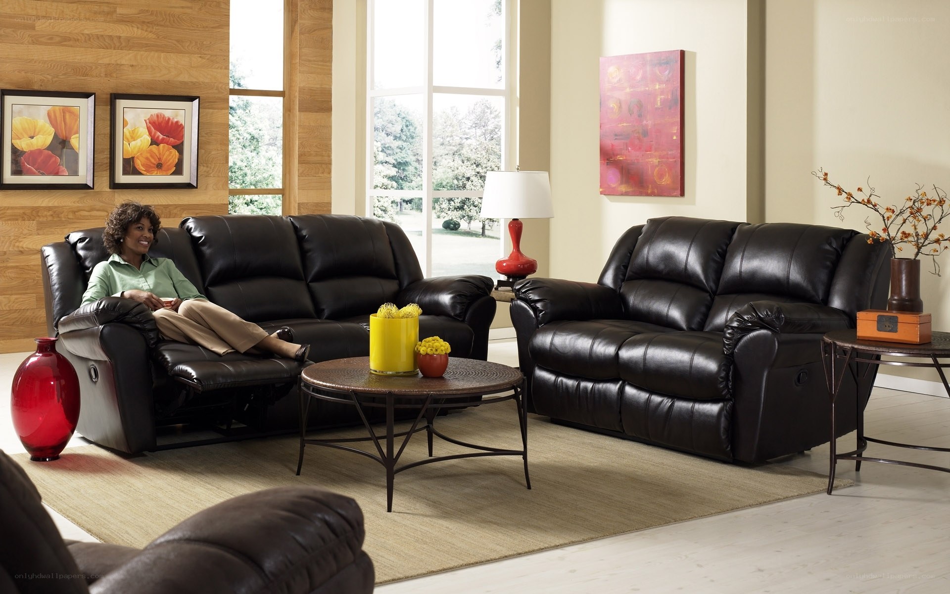 Living room with leather recliners