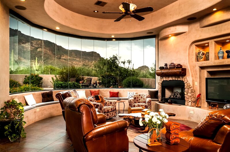 Living Room with Mountain View — Brown