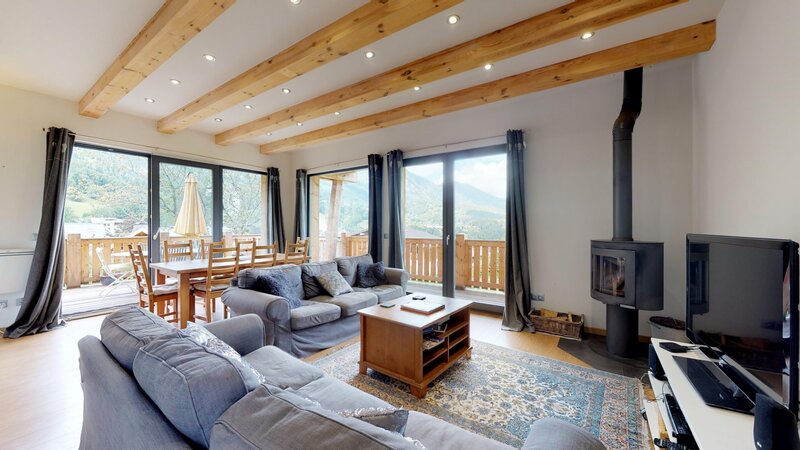 Living Room with Mountain View — Gray