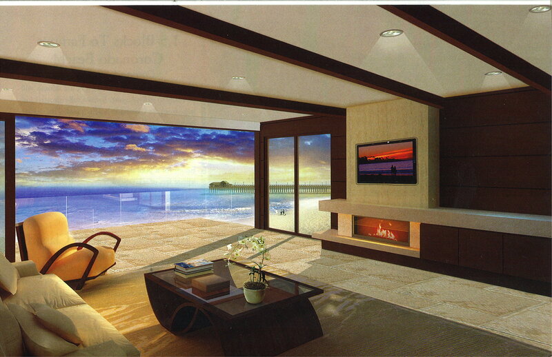 Living Room with Ocean View — Beige, Serene, Sunset