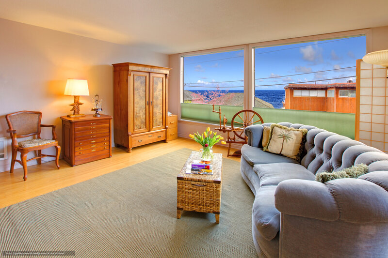 Living Room with Ocean View — Blue, Serene