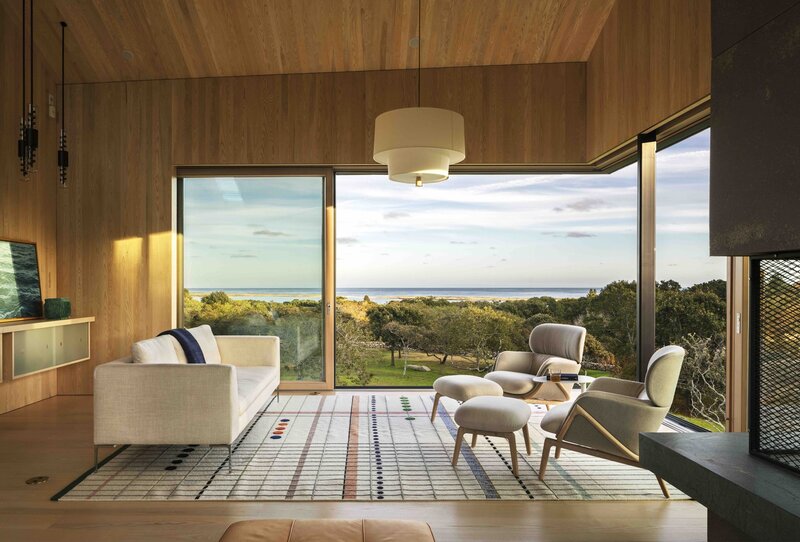 Living Room with Ocean View — Brown, Serene, Afternoon, Photograph, Sofa