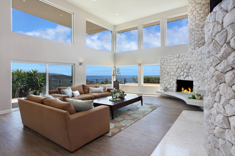 Living Room with Ocean View — Brown, Serene, Afternoon, Photograph