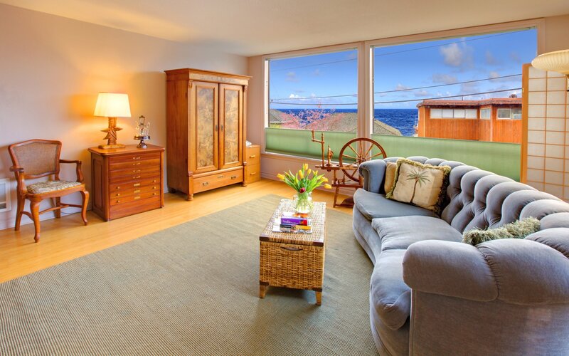 Living Room with Ocean View — Gray