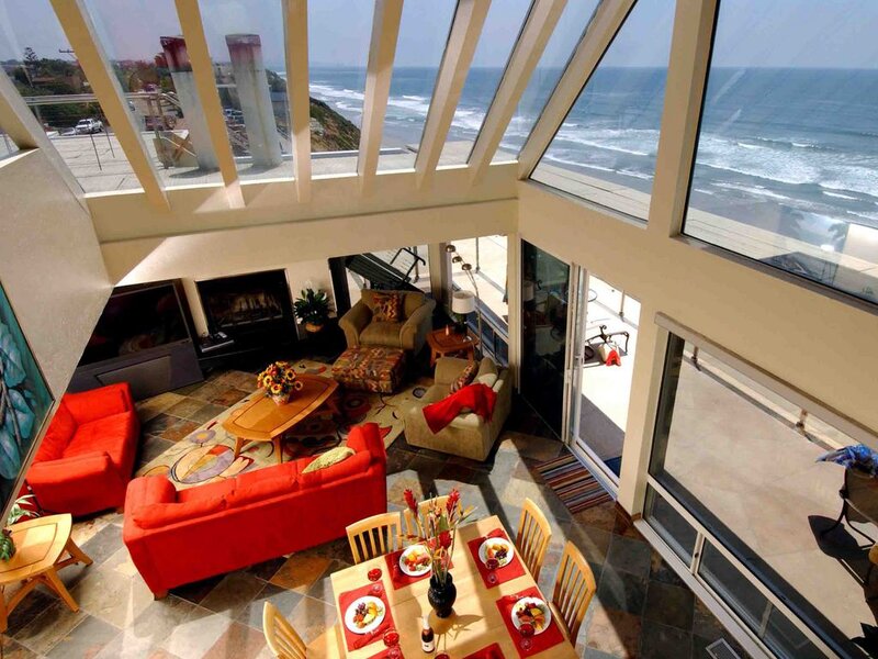 Living Room with Ocean View — Red