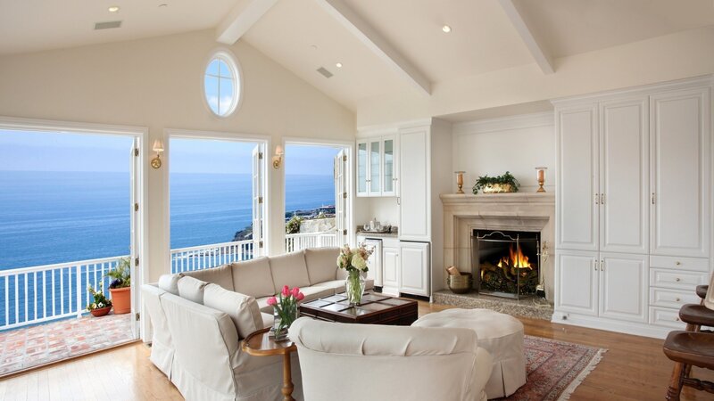 Living Room with Ocean View — White, Serene