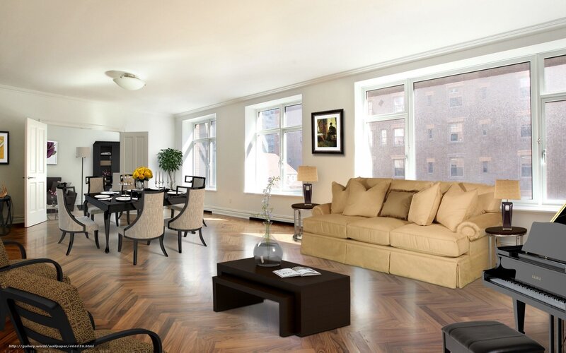 Living Room with Piano — Beige, Serene
