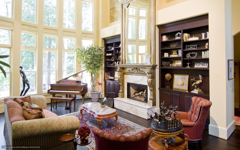 Living Room with Piano — Beige