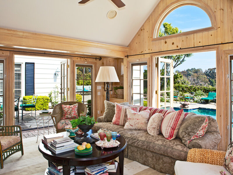 Living Room with Pool View — Brown