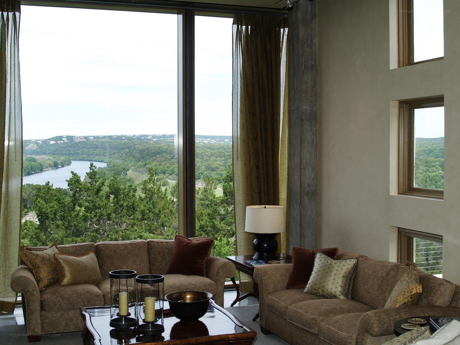 Living room with river view