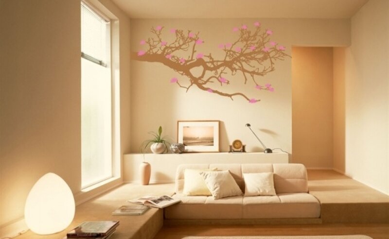Living Room with Sofa — Beige, Serene