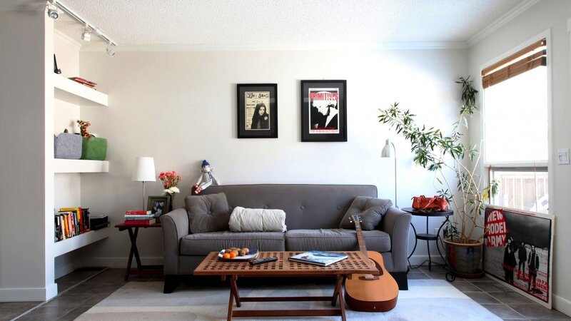 Living Room with Sofa — Gray, Calm