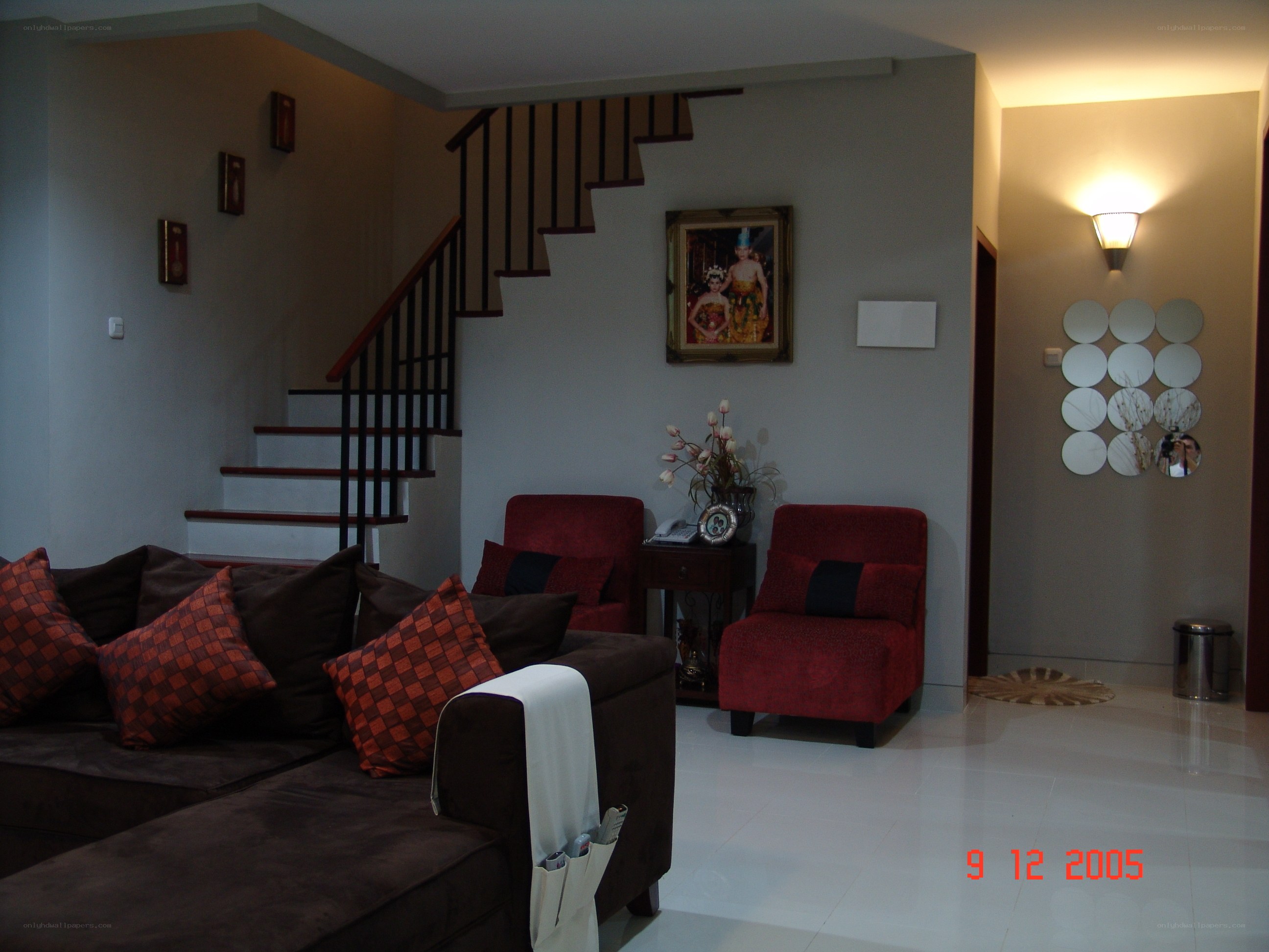 Living room with staircase