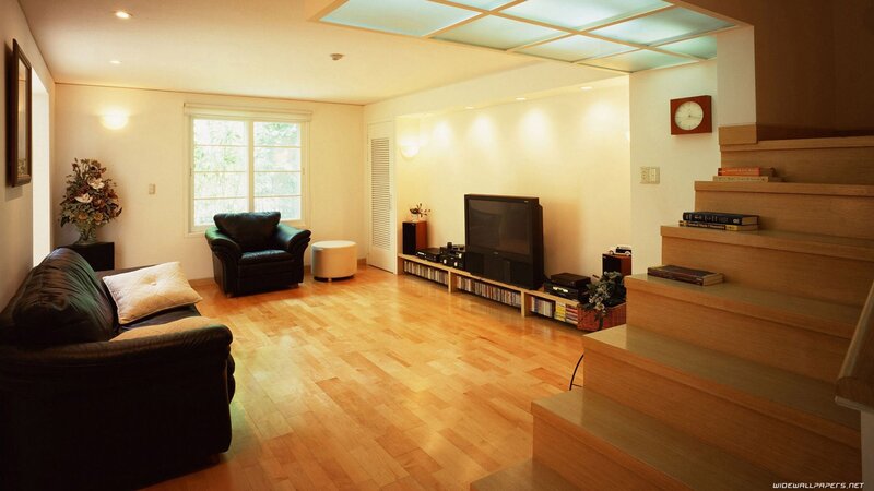 Living Room with Stairs — Brown