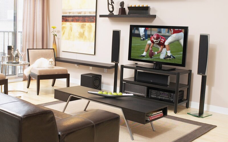 Living room with TV and speakers