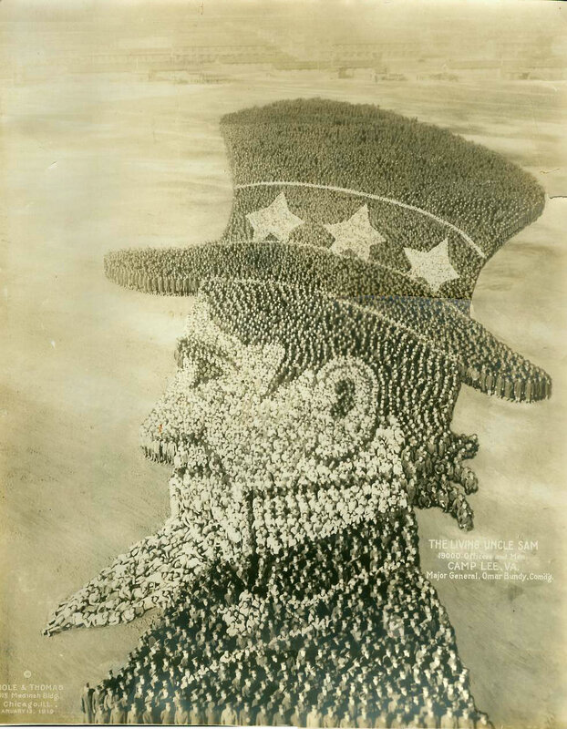 Living Uncle Sam formation