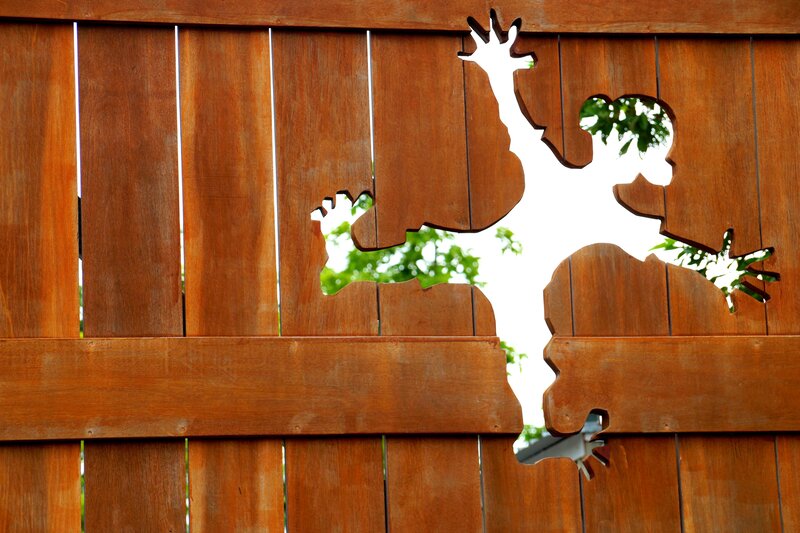 Lizard Cutout on Fence