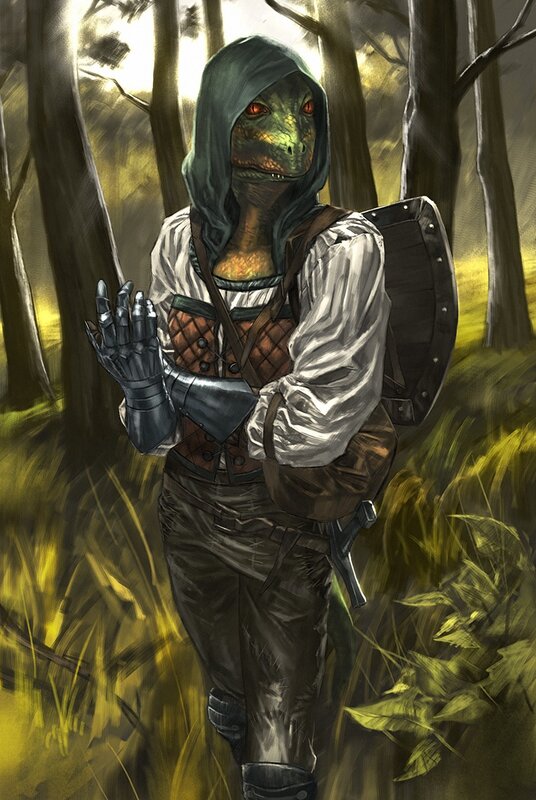 lizard humanoid in forest