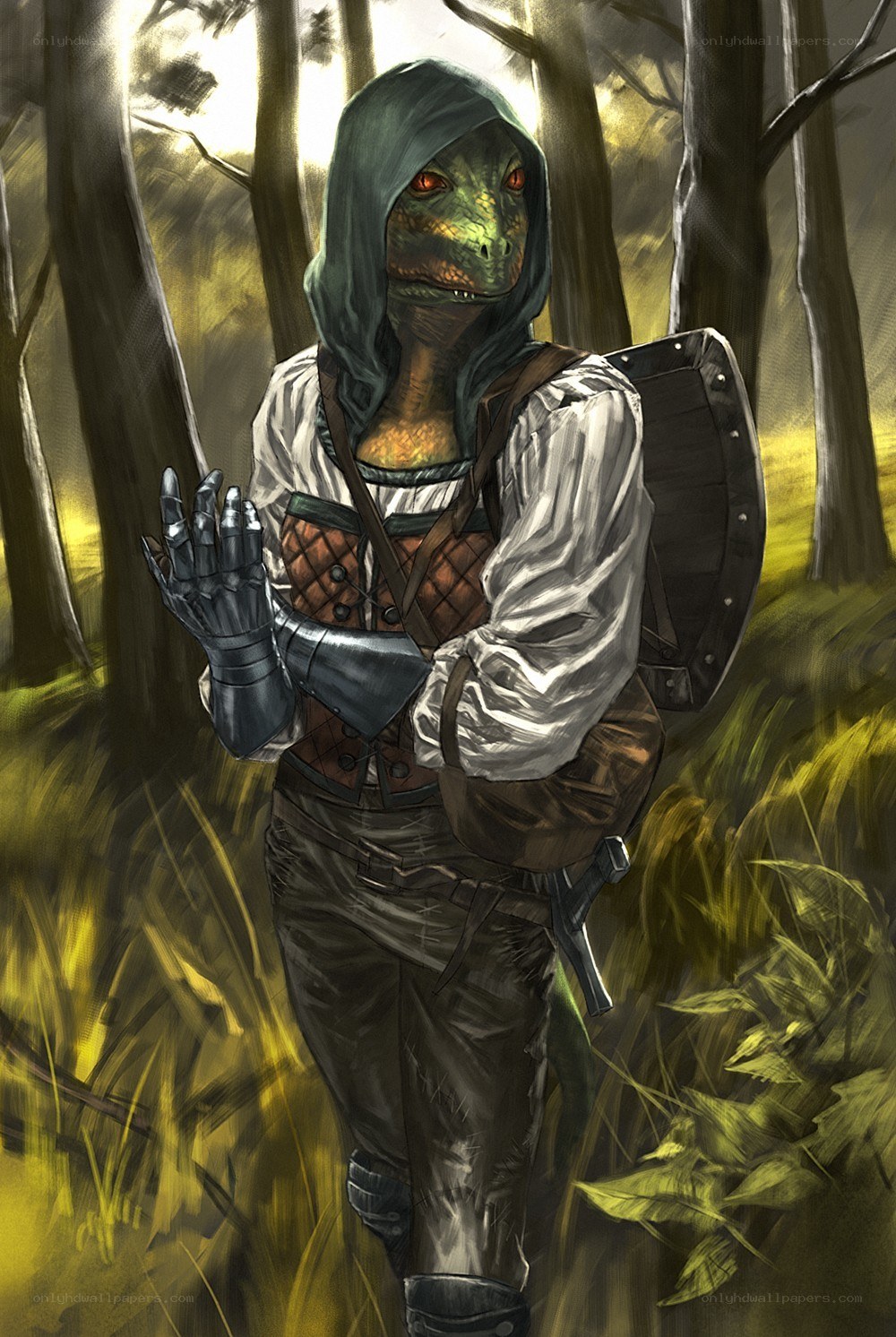lizard humanoid in forest