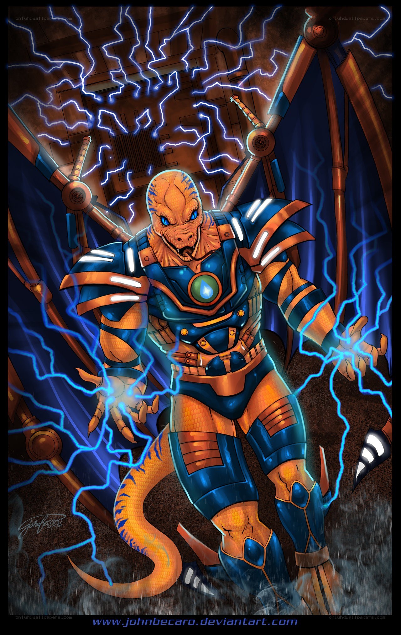 lizard man with lightning powers