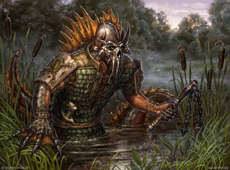 Lizardman warrior in swamp
