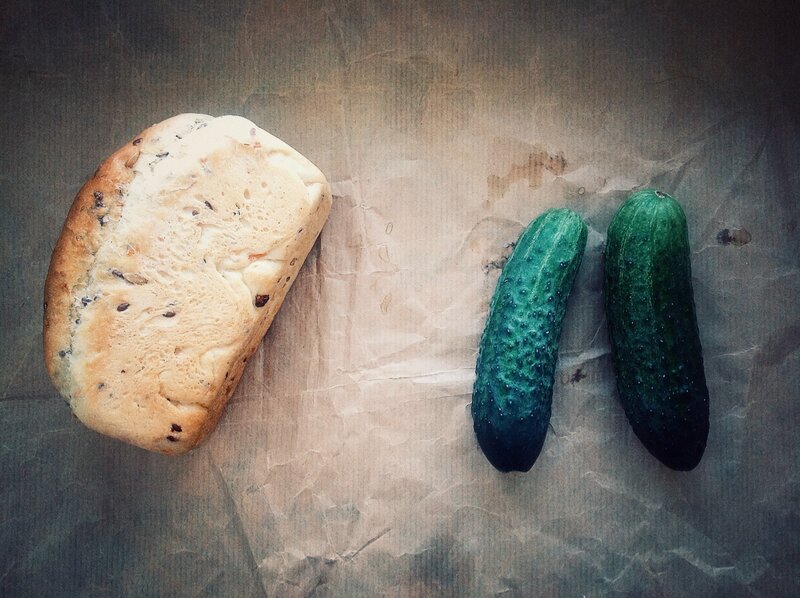 Loaf of Bread and Cucumbers