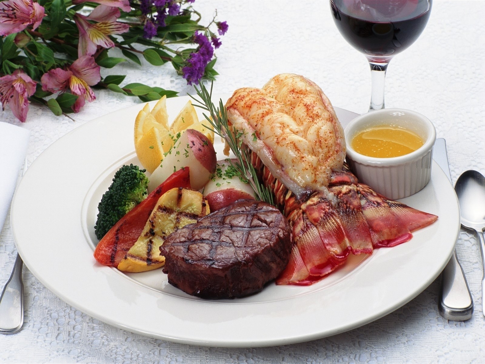 Lobster and steak dinner