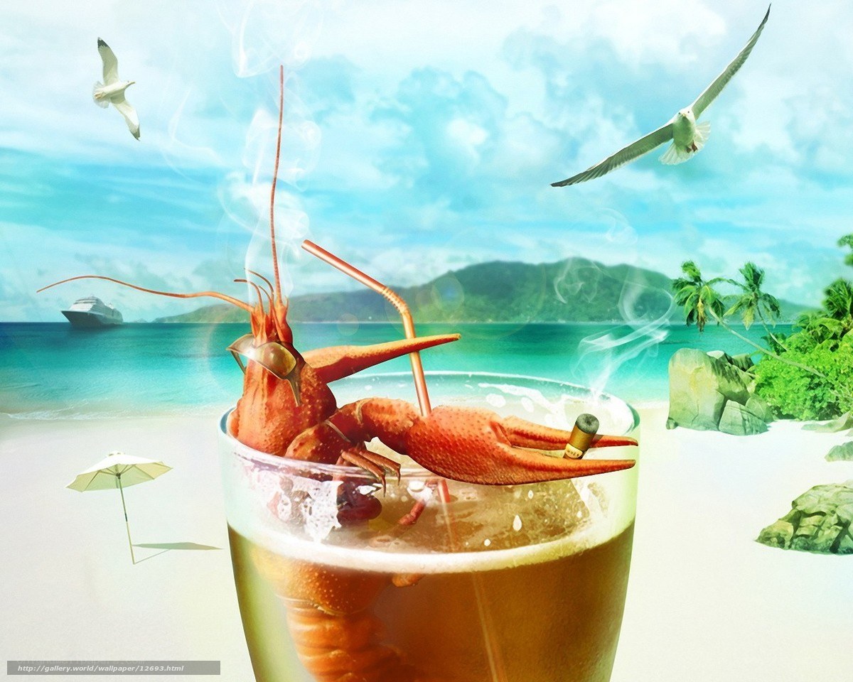 Lobster in a beer glass