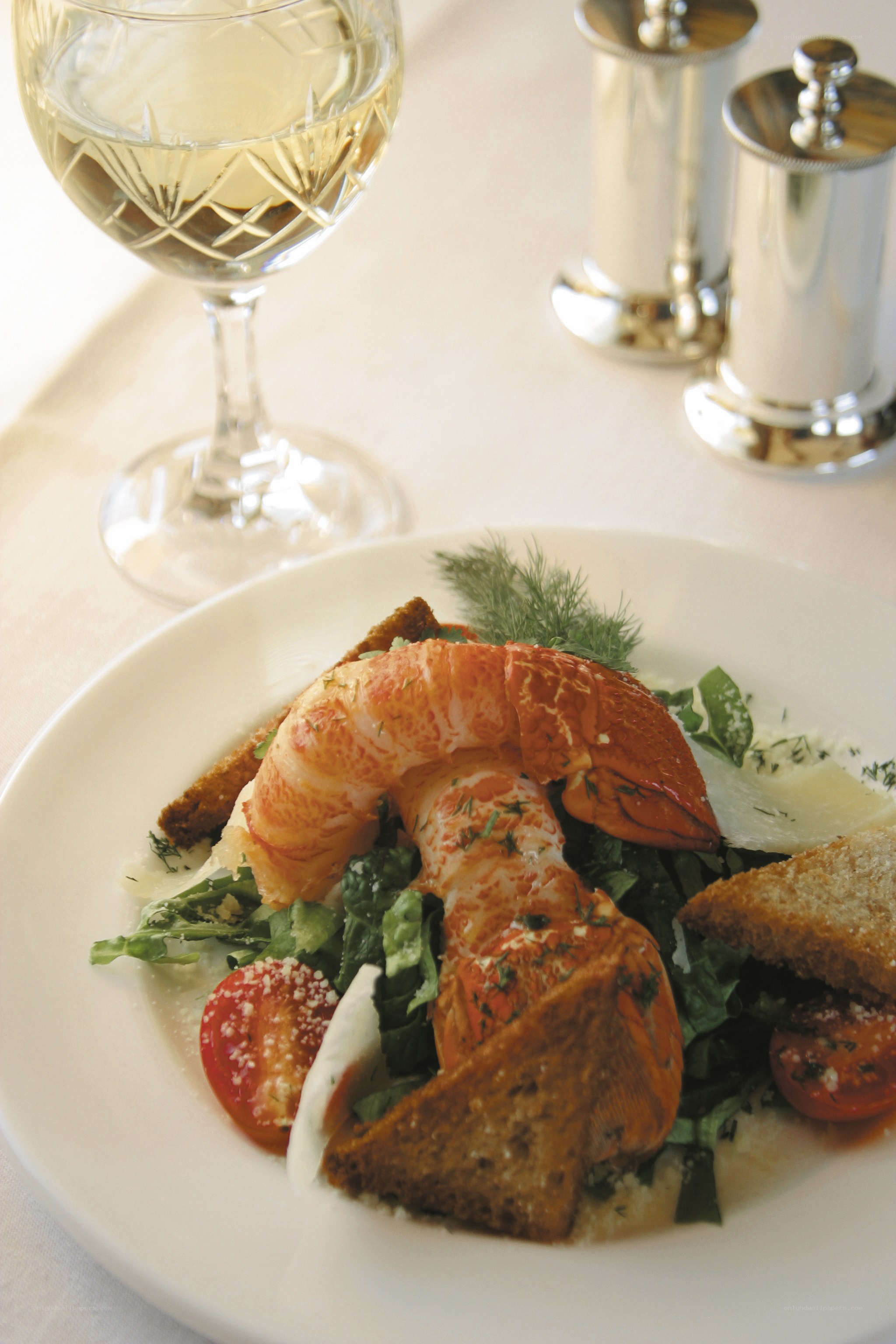 Lobster salad with white wine
