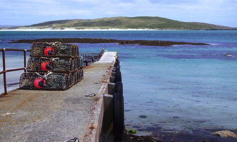 Lobster traps on a pier