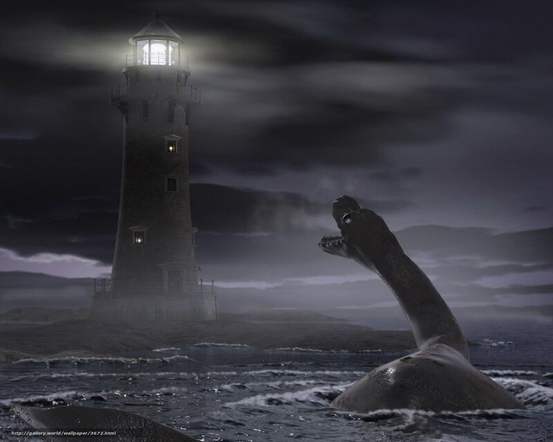 Loch Ness Monster at lighthouse