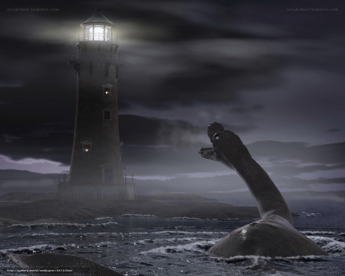Loch Ness Monster at lighthouse