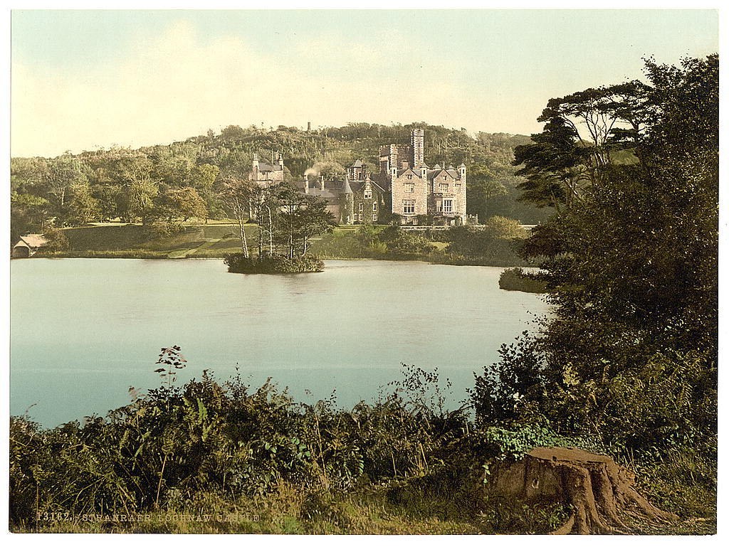 Lochnav Castle by a lake