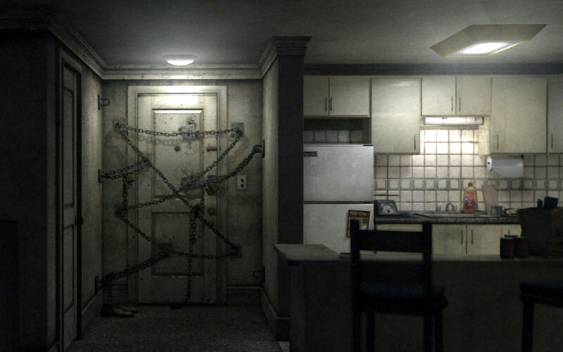 locked door in kitchen