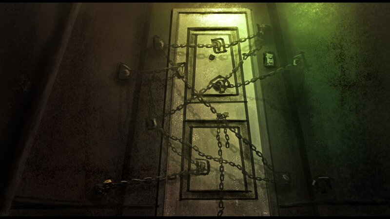 Locked door with chains