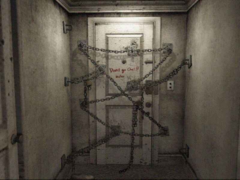 Locked door with chains
