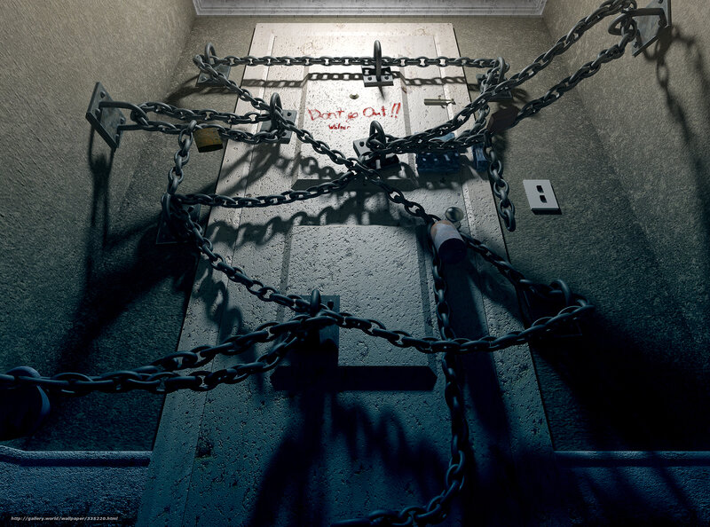 Locked door with chains