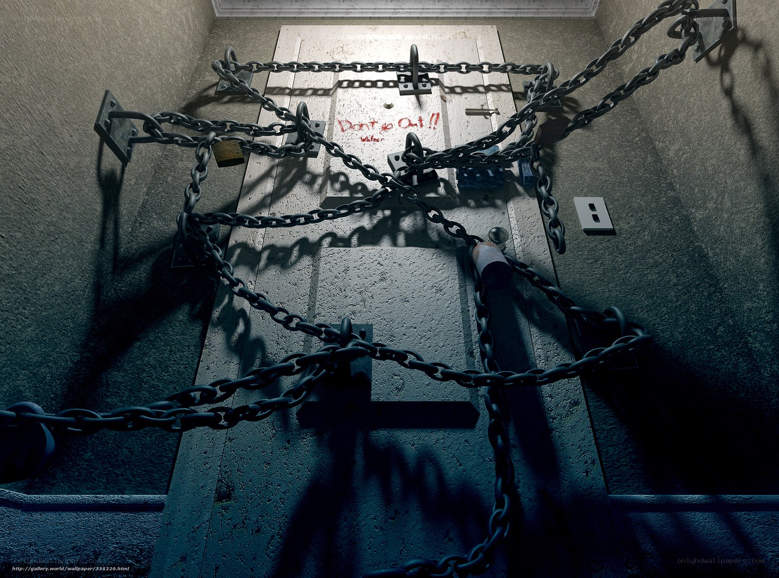 Locked door with chains