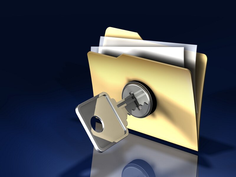 locked folder with key