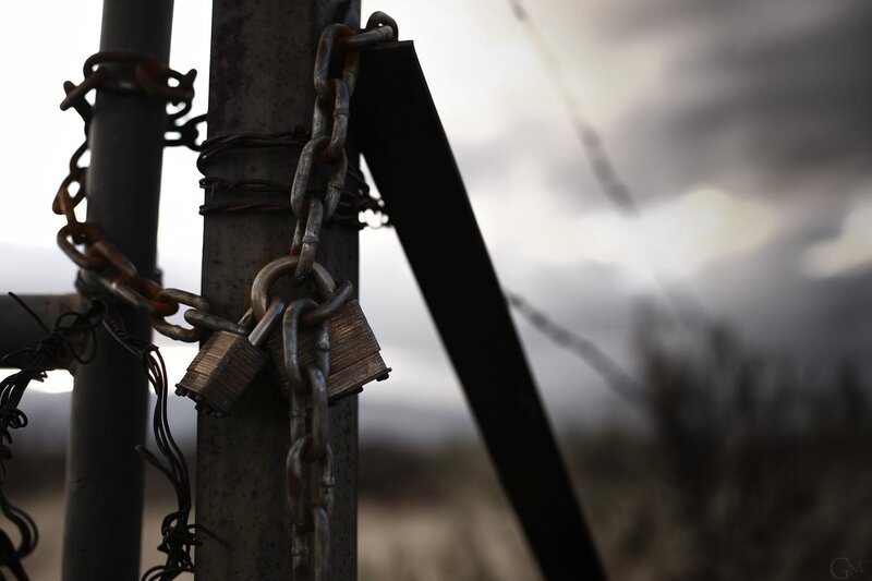 Locked gate with chains