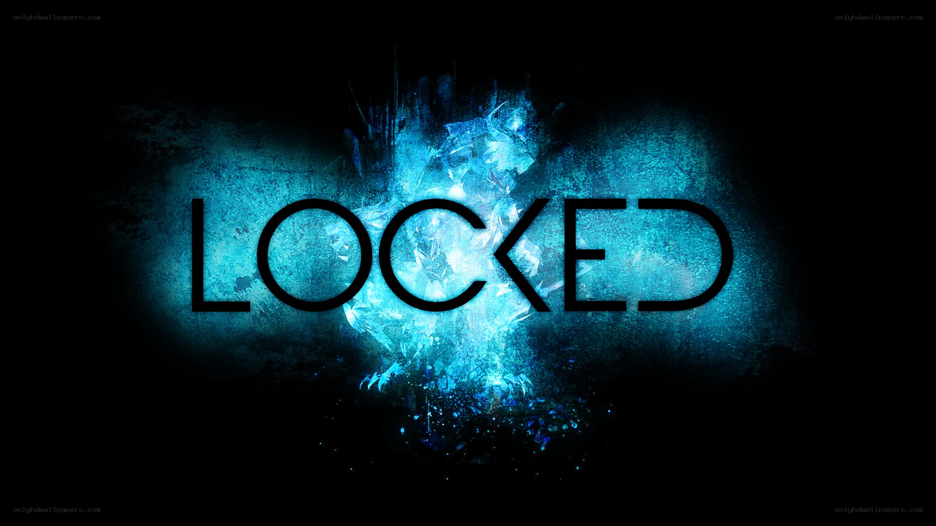 locked text with blue explosion