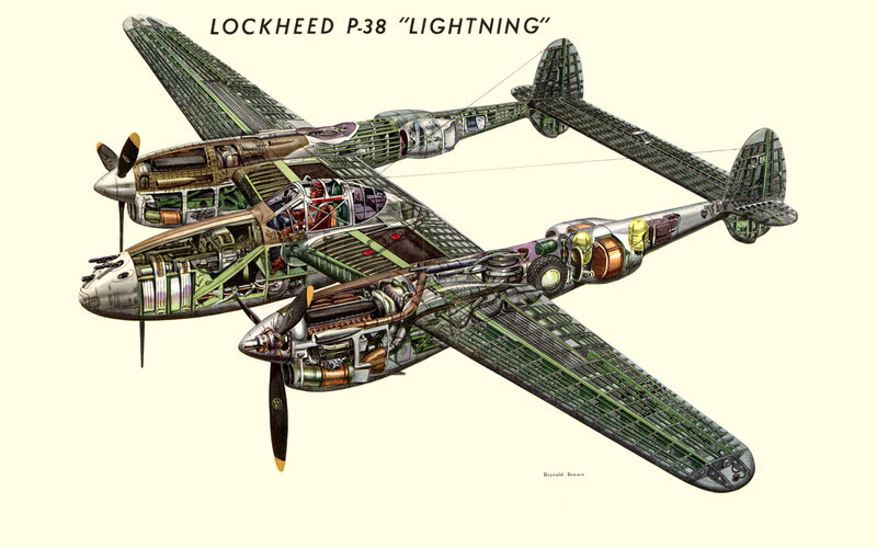 Lockheed P-38 Lightning cutaway