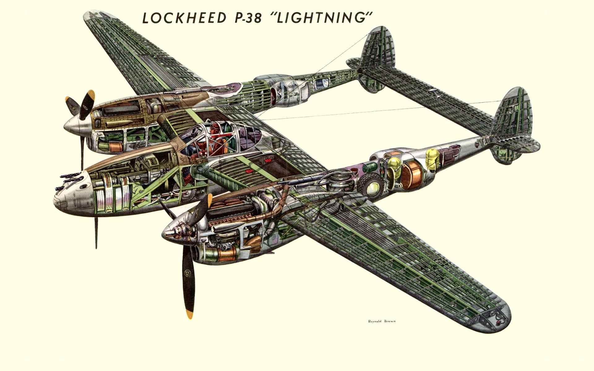 Lockheed P-38 Lightning cutaway